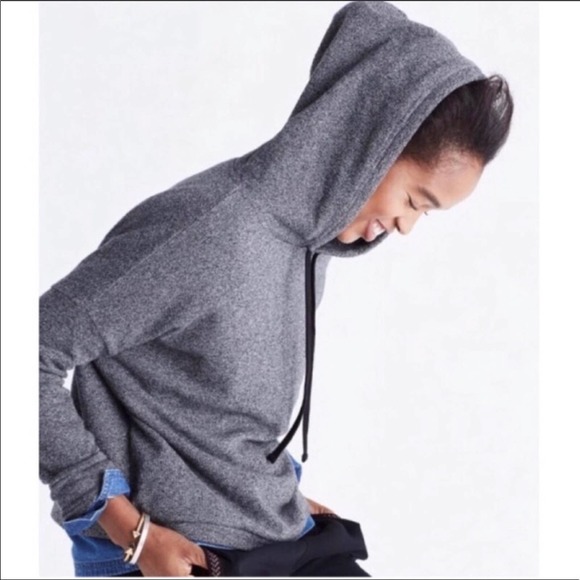 Madewell NWOT Heathered Charcoal Gray Knit Tone Hoodie Sweatshirt Size XS - Picture 3 of 11